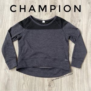 Champion Duo Dry Fleece long sleeves, size  Small, Black Gray, Mesh shoulder